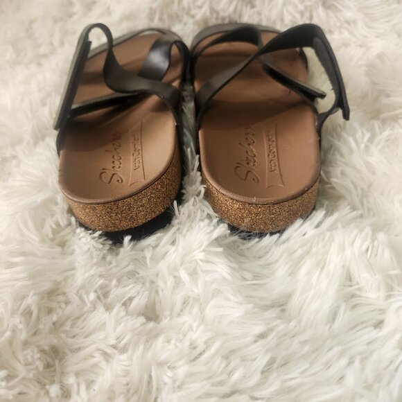Skechers Arch Step Womens Black Sandals Size 9 With Memory Foam & Cork Sole - Picture 4 of 6